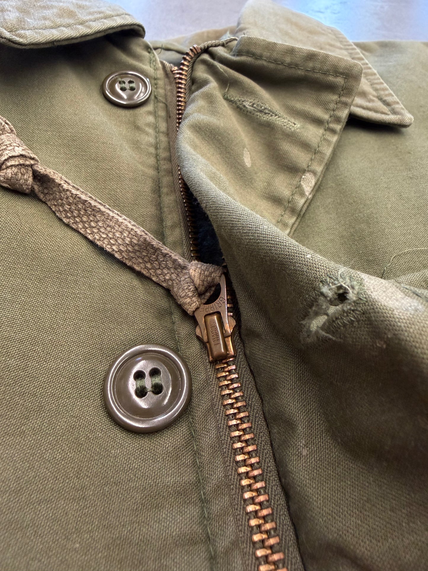 1985 DLA100 MILITARY JACKET OLIVE DISTRESSED JACKET