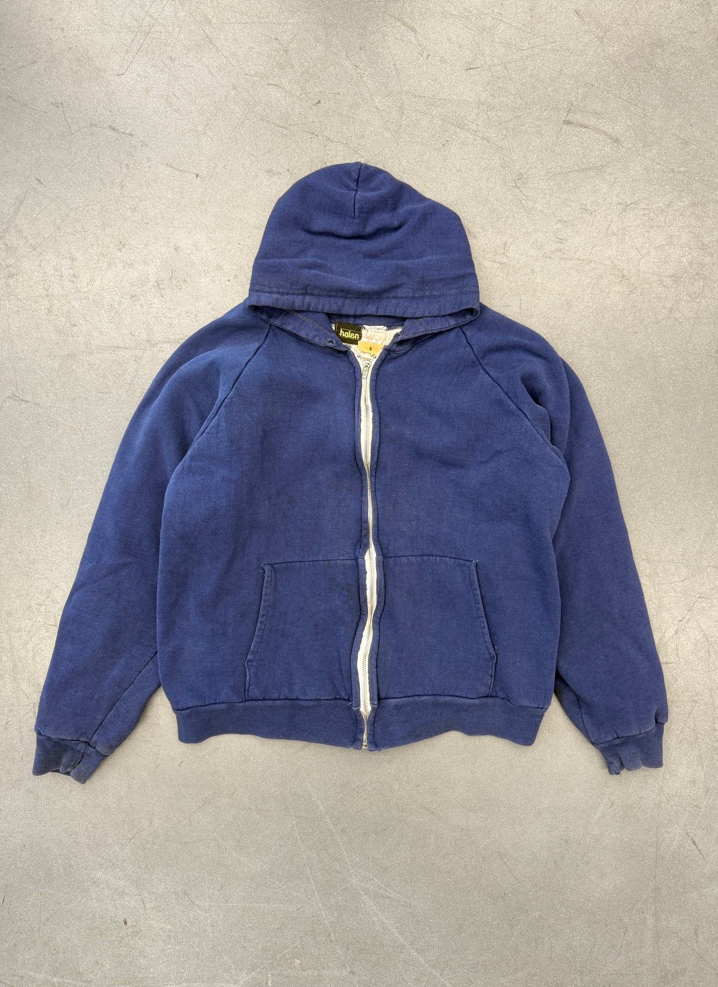 80S WAFLLE THERMAL LINED ZIP UP BLANK HOODIE (HALEN TAG)