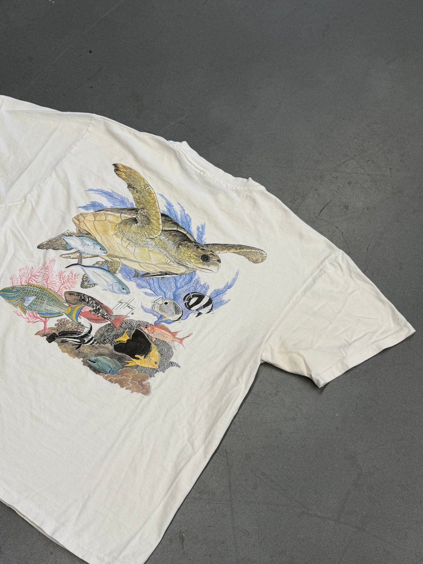 90S GUY HARVEY TURTLE POCKET TEE (HANES BEEFY-T TAG)