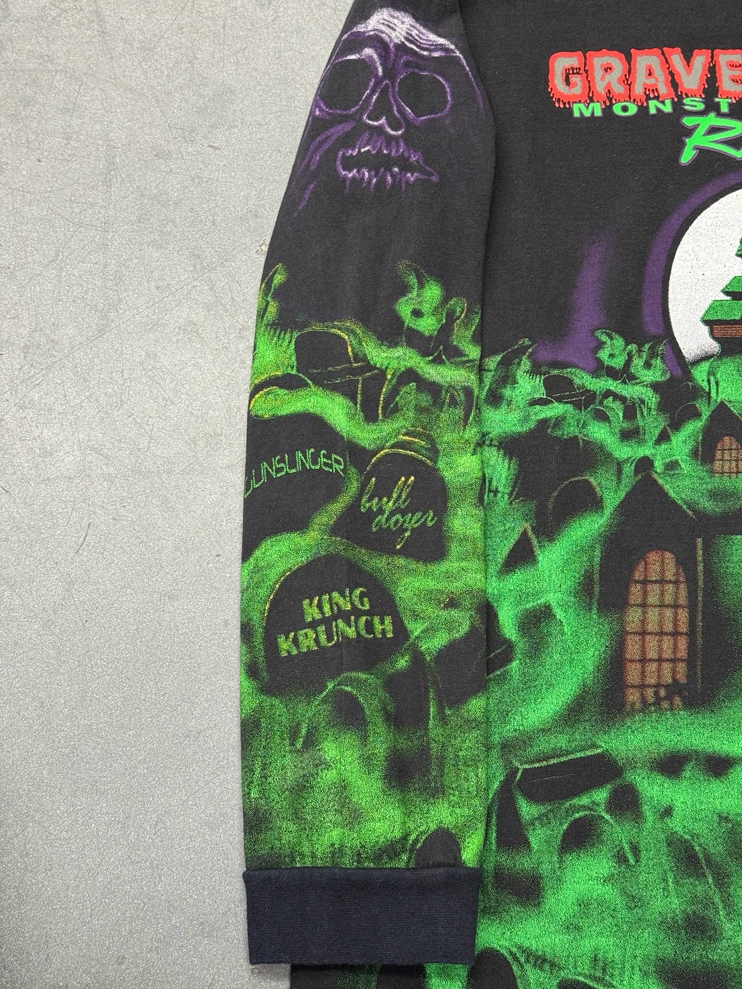90S GRAVE DIGGER MONSTER TRUCK RACING AOP LS TEE (MADE IN USA TAG)