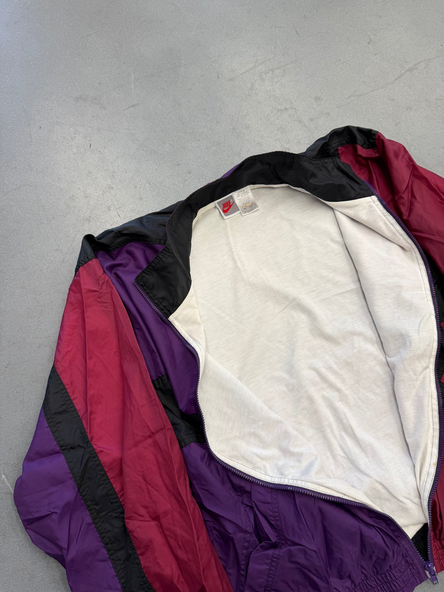 90S NIKE AIR COLORBLOCK ZIP-UP WINDBREAKER - FIREBERRY