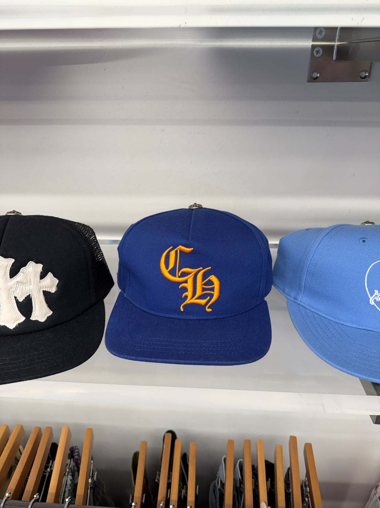 CHROME HEARTS BASEBALL 6-PANEL CAP BLUE/ORANGE CH SNAPBACK HAT