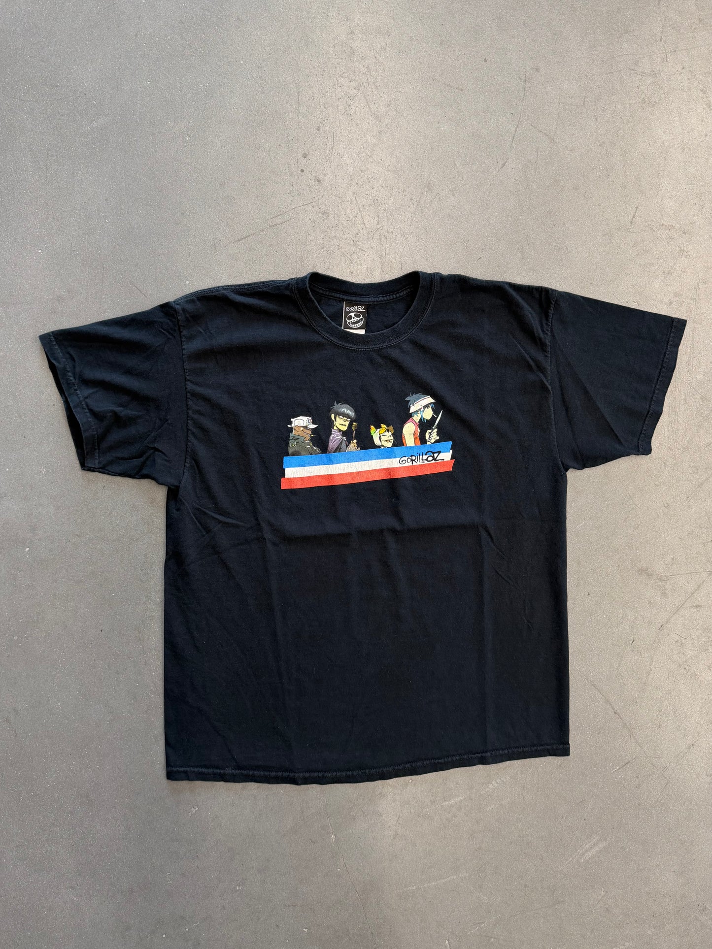 Y2K GORILLAZ STRIPED LOGO BAND MEMBERS TEE (GORILLAZ TAG)