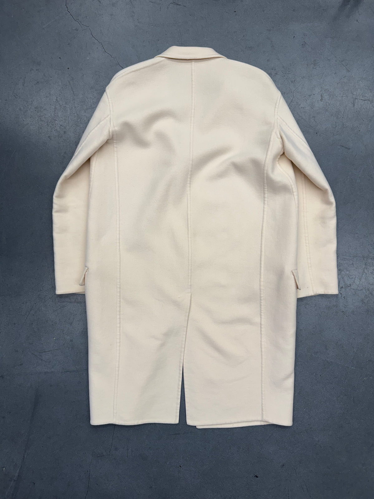 FW15 CELINE BY PHOEBE PHILO IVORY 100% CASHMERE EGG CROMBIE COAT