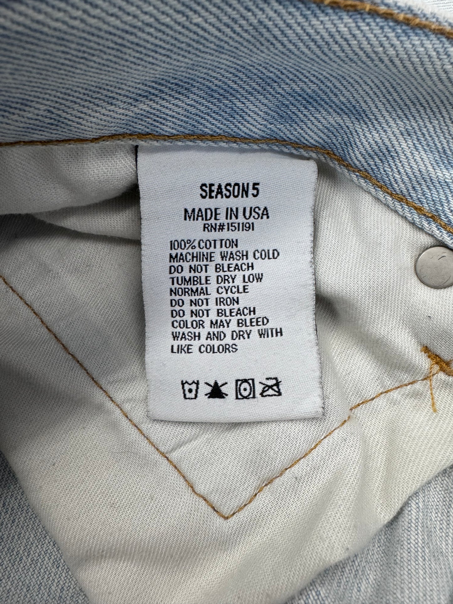 YEEZY SEASON 5 FADED INDIGO JEANS - LIGHT WASH (33)
