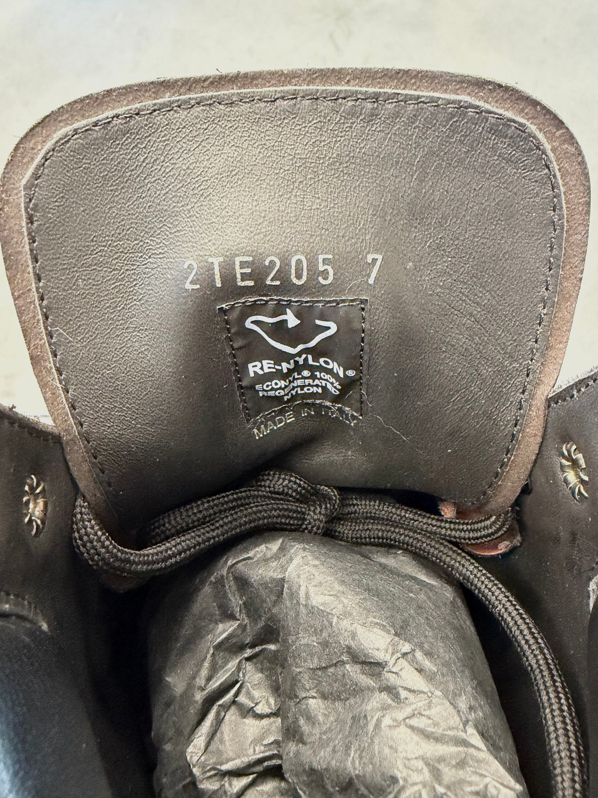 PRADA CALZATURE UOMO BROWN LEATHER WORK BOOTS (W/BOX)