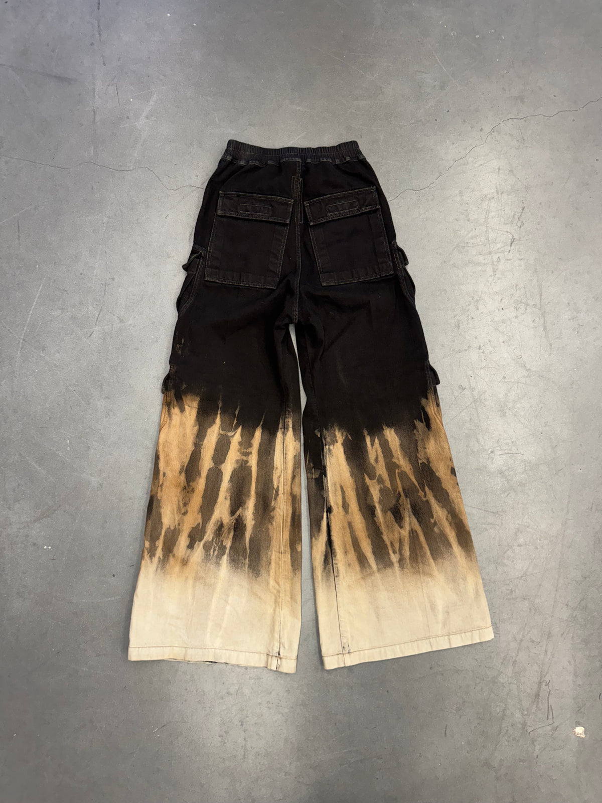 FW24 RICK OWENS DRKSHDW 'PORTERVILLE' DOUBLE CARGO DENIM JUMBO BELAS - BLACK/TERRA SUN