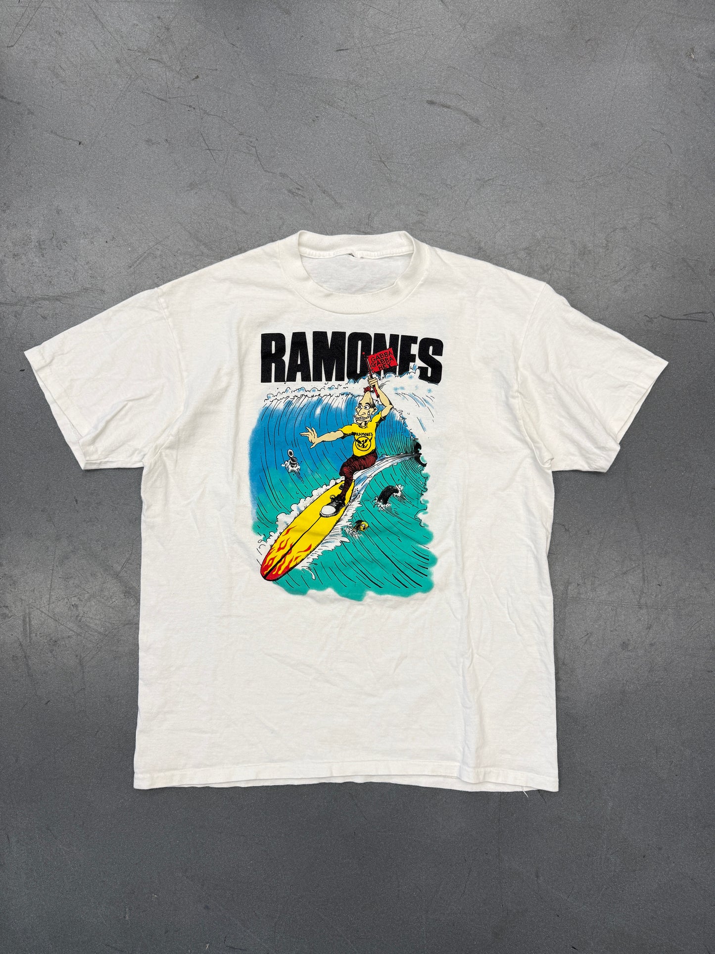1995 RAMONES SURFING "GABBA GABBA HEY" "HEY HO LET'S GO" TEE (ANVIL TAG)