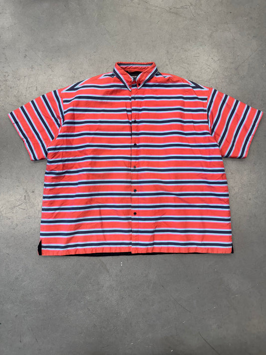 2018 BALENCIAGA STRIPED PONCHO BUTTON UP SHIRT