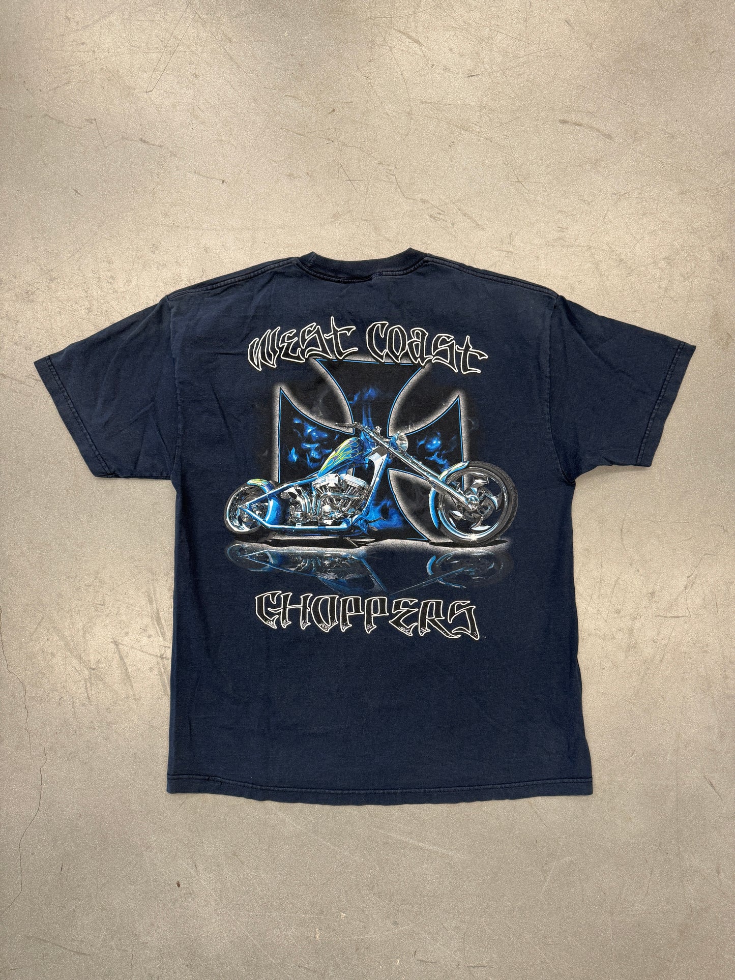 Y2K WEST COAST CHOPPERS SKULLS IRON CROSS MULLET TEE (CUT TAG)
