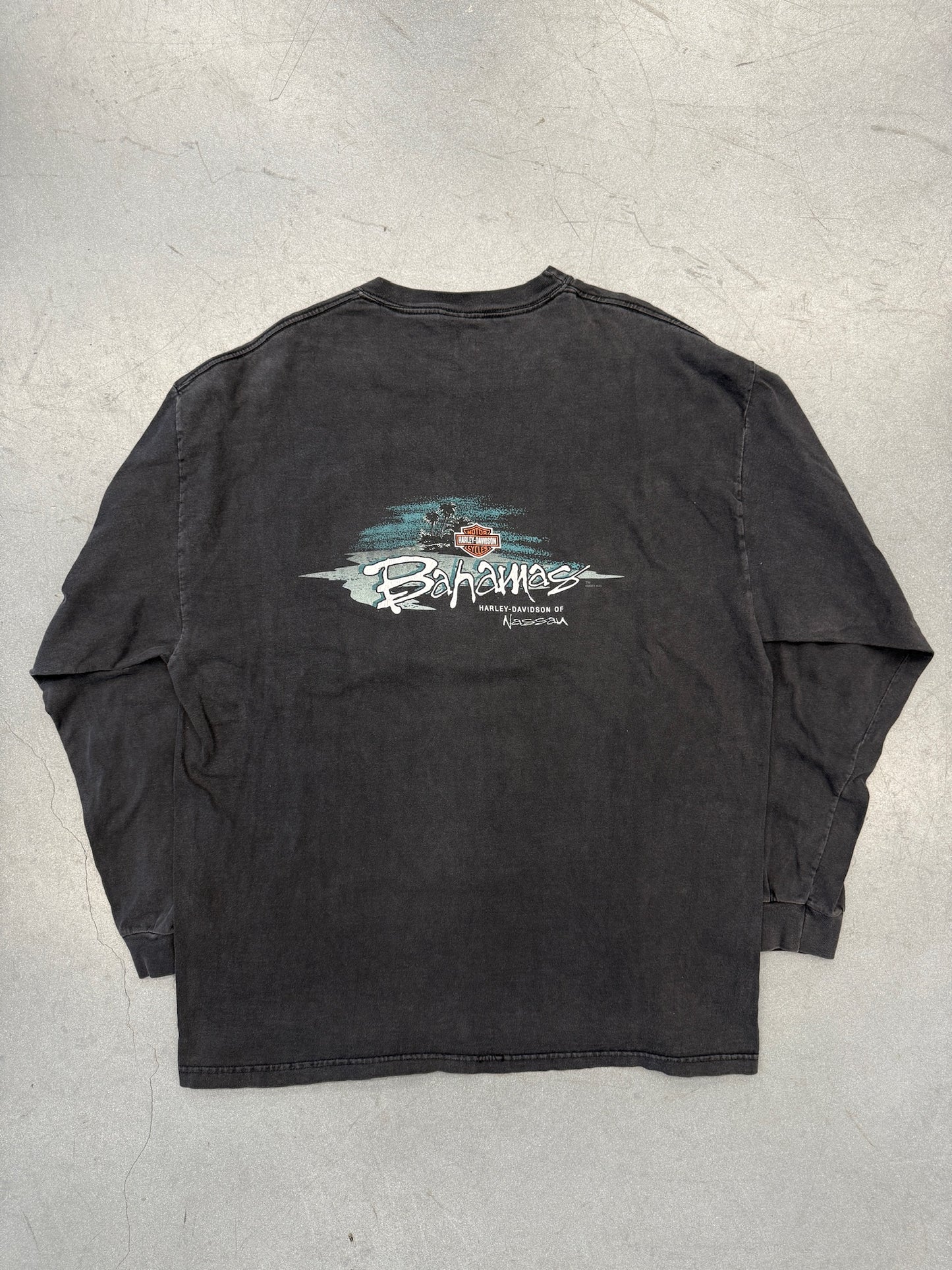 2001 HARLEY-DAVIDSON NASSAU, BAHAMAS LS FLAMES TEE