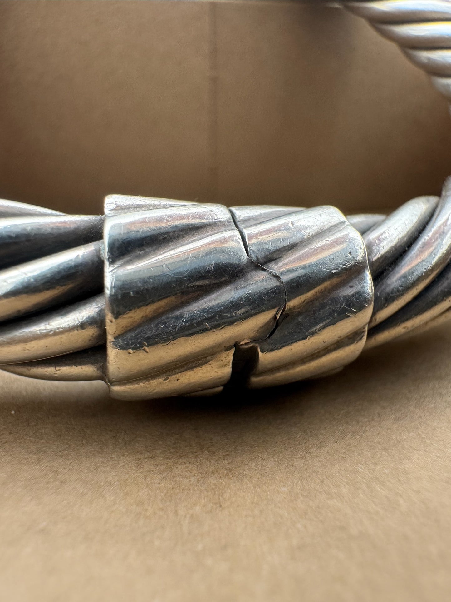 DAVID YURMAN TWO-TONE DOME HINGED CUFF SILVER/14K GOLD BRACELET (58.3 GRAMS)