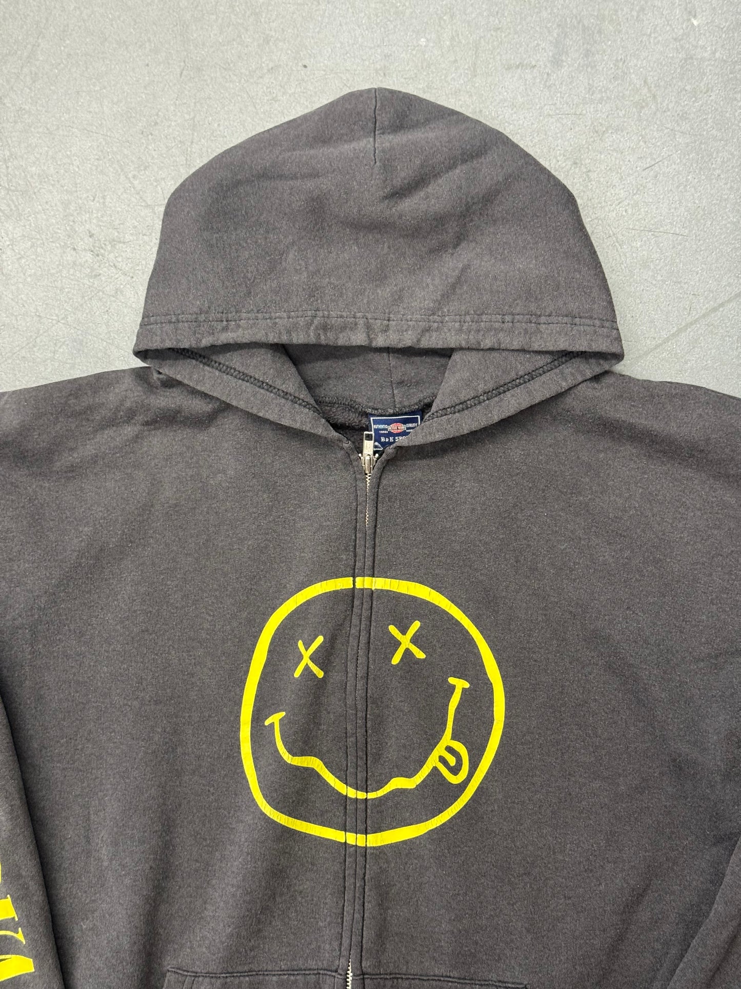 Y2K NIRVANA ZIP UP SMILEY HOODIE (B&B TAG)