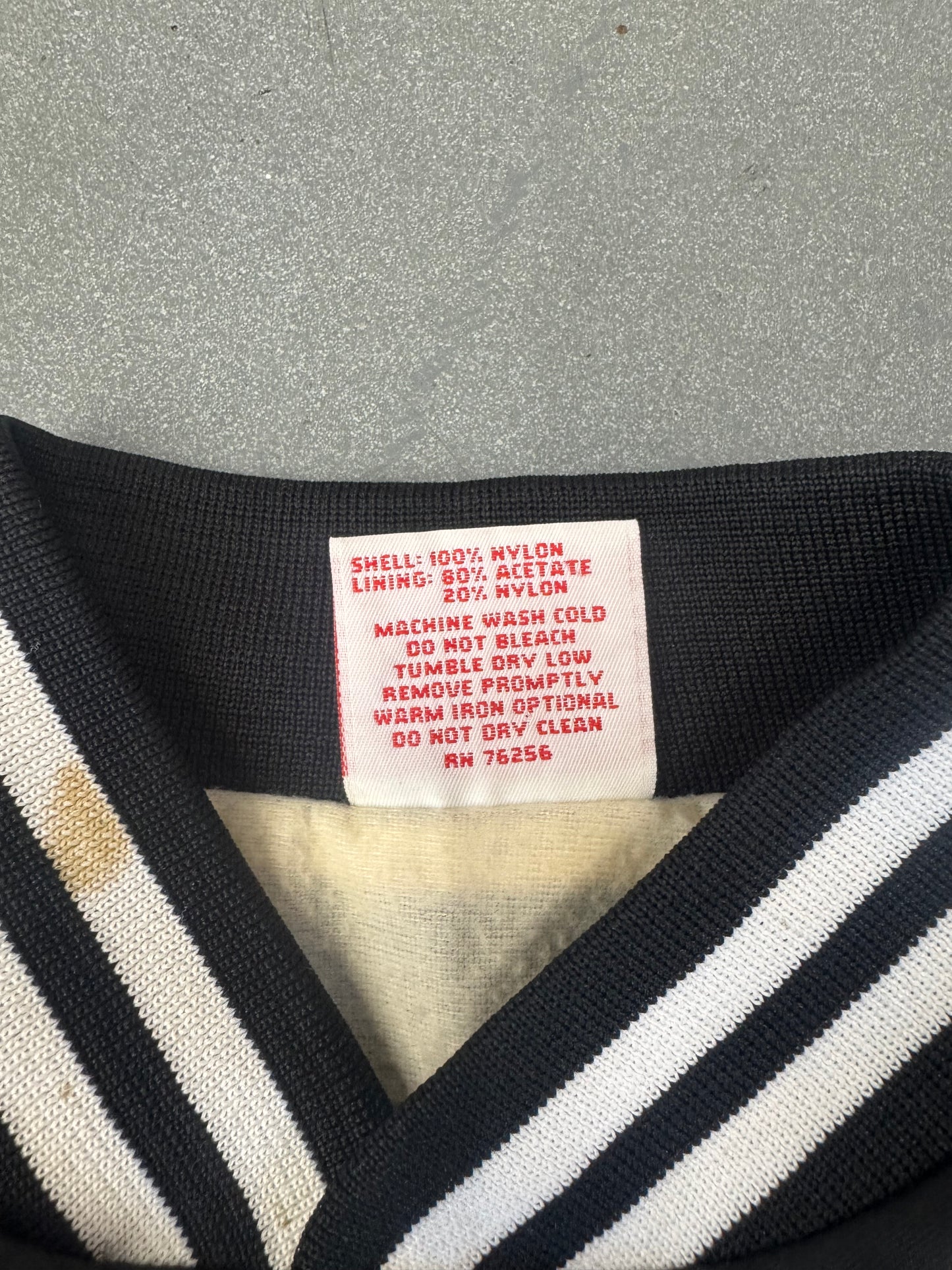 80S ROLLING STONES EMBROIDERED TONGUE SATIN JACKET (CARDINAL TAG)