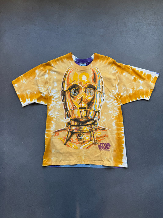 1997 STAR WARS C-3P0 R2-D2 TIE-DYE TEE (LIQUID BLUE TAG)