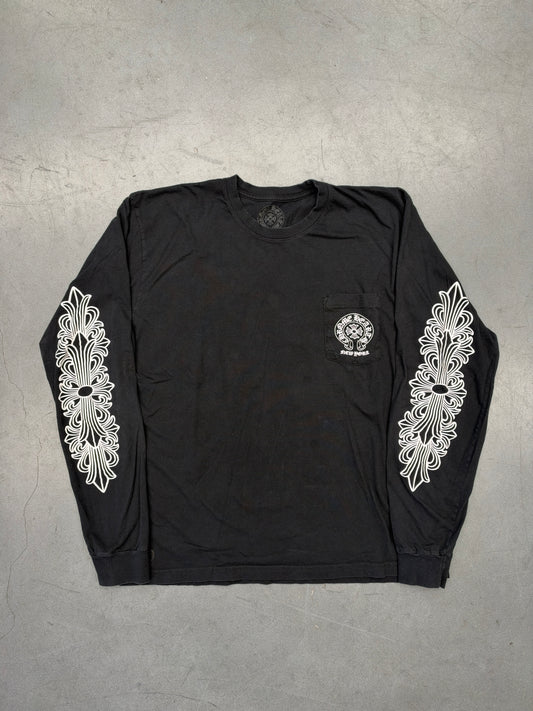 CHROME HEARTS NEW YORK FLORAL LONG SLEEVE TEE - BLACK