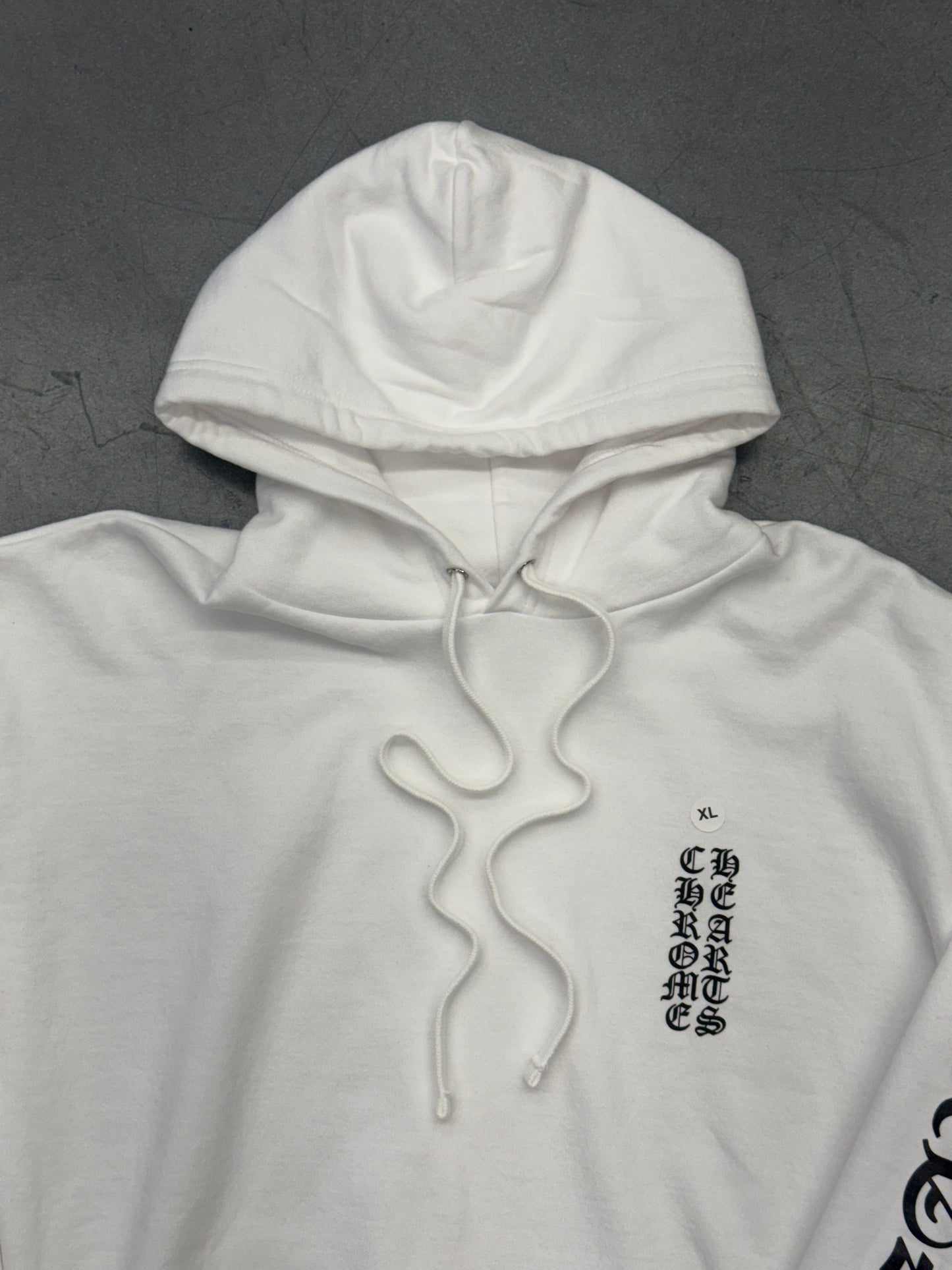 CHROME HEARTS VERTICAL LOGO HOODIE - WHITE