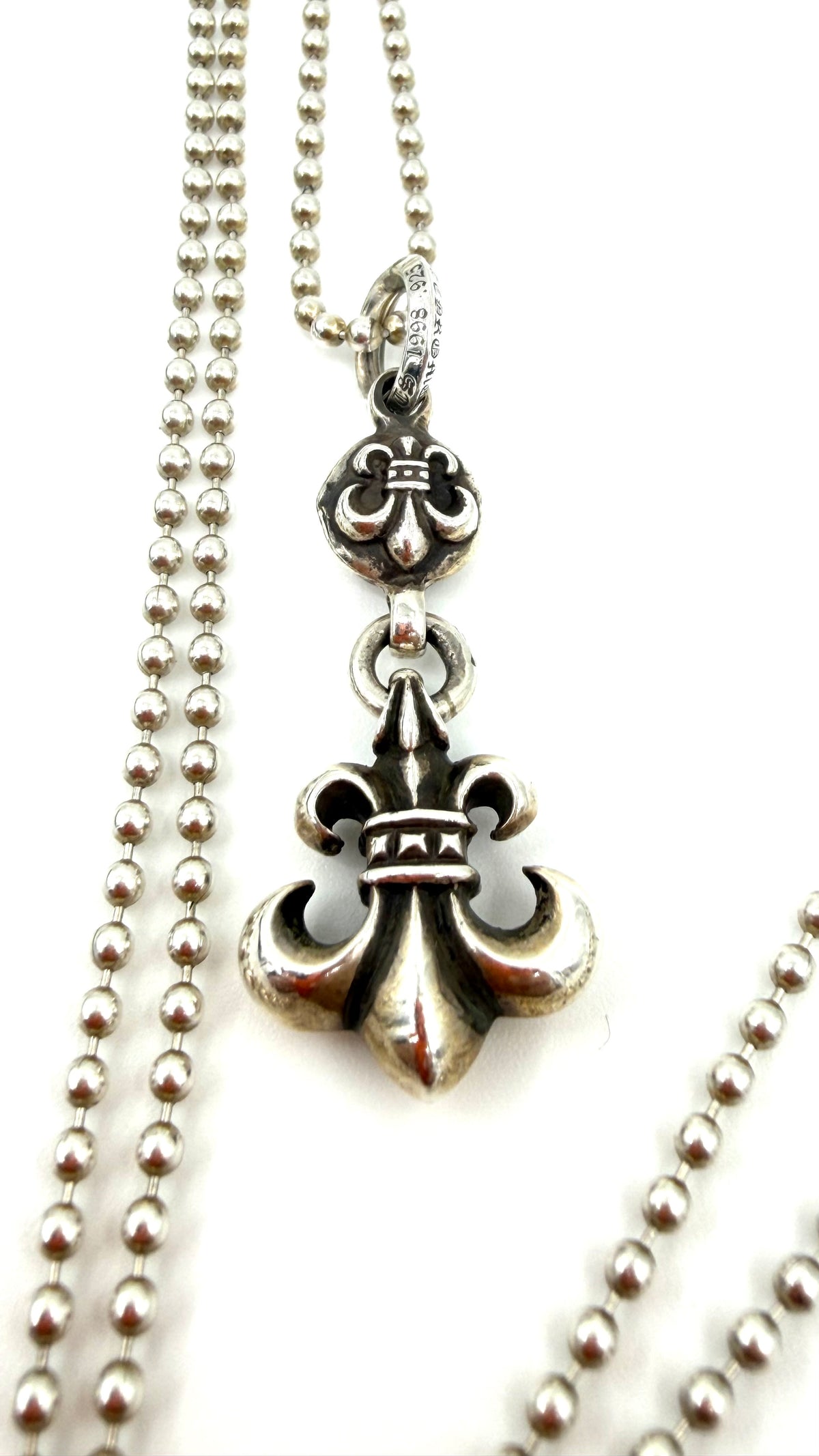 CHROME HEARTS 1 BALL BS FLEUR PENDANT + 30 INCH BALL CHAIN