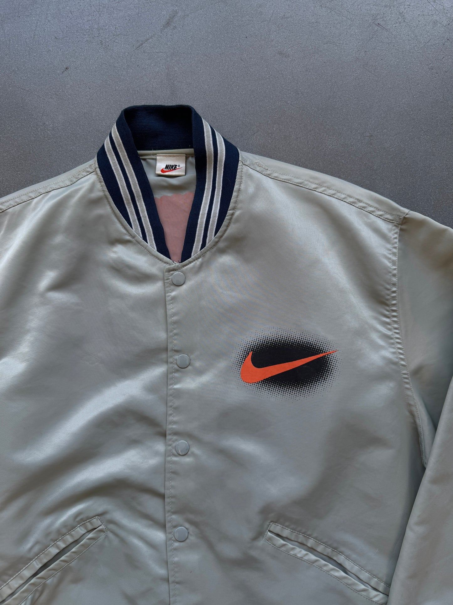 90'S NIKE DENNIS RODMAN ORANGE HAIR SATIN BOMBER JACKET (WHITE NIKE TAG)