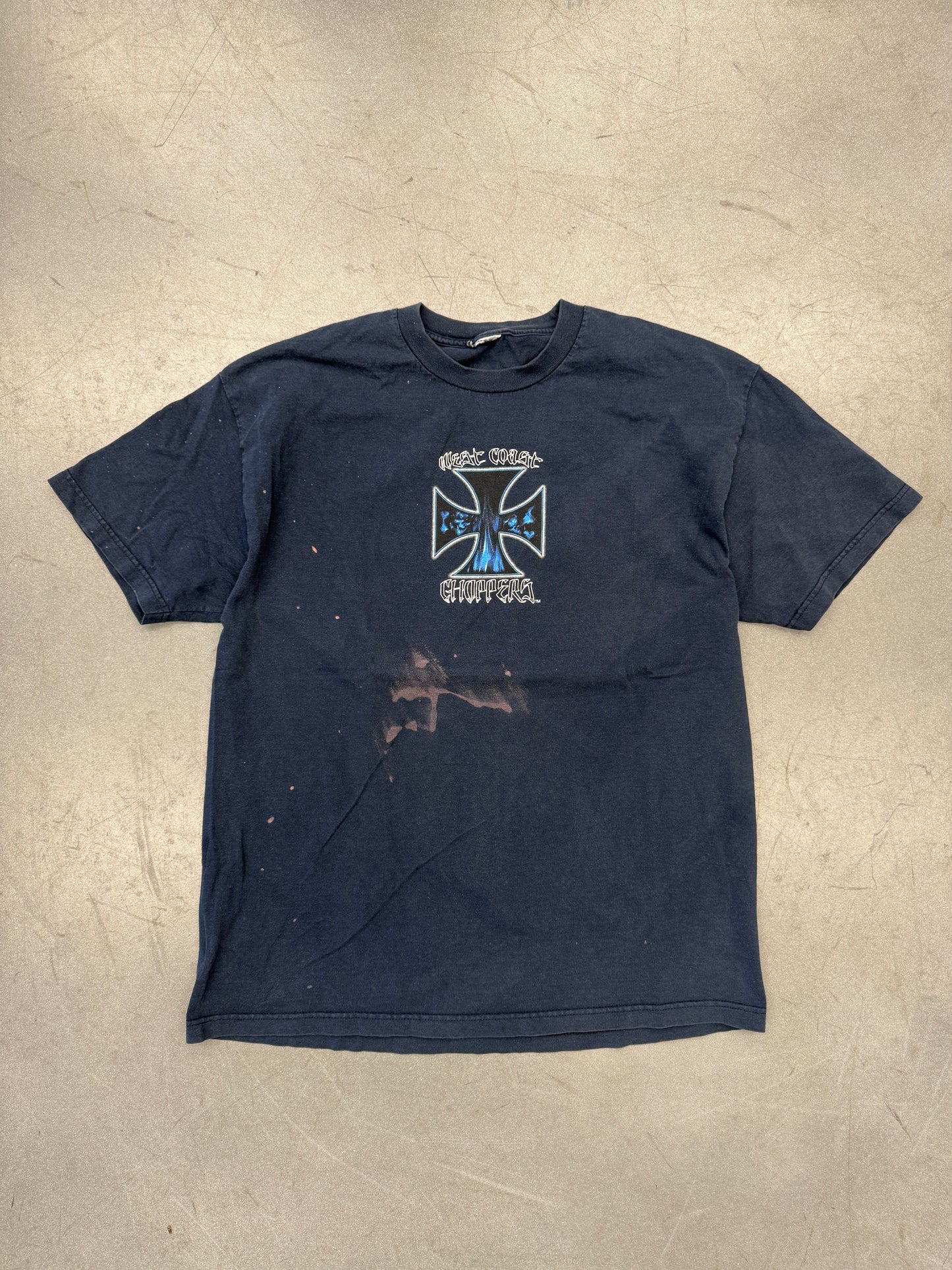 Y2K WEST COAST CHOPPERS SKULLS IRON CROSS MULLET TEE (CUT TAG)