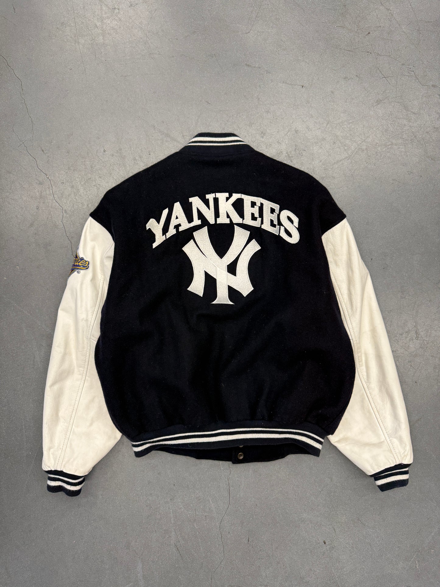 1996 MLB WORLD SERIES CHAMPIONS NEW YORK YANKEES WOOL & LEATHER VARSITY JACKET (MIRAGE TAG)