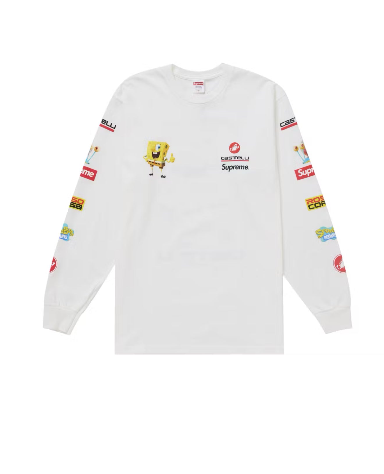 SS25 SUPREME SPONGEBOB CASTELLI RACING LONG SLEEVE TEE WHITE - LARGE