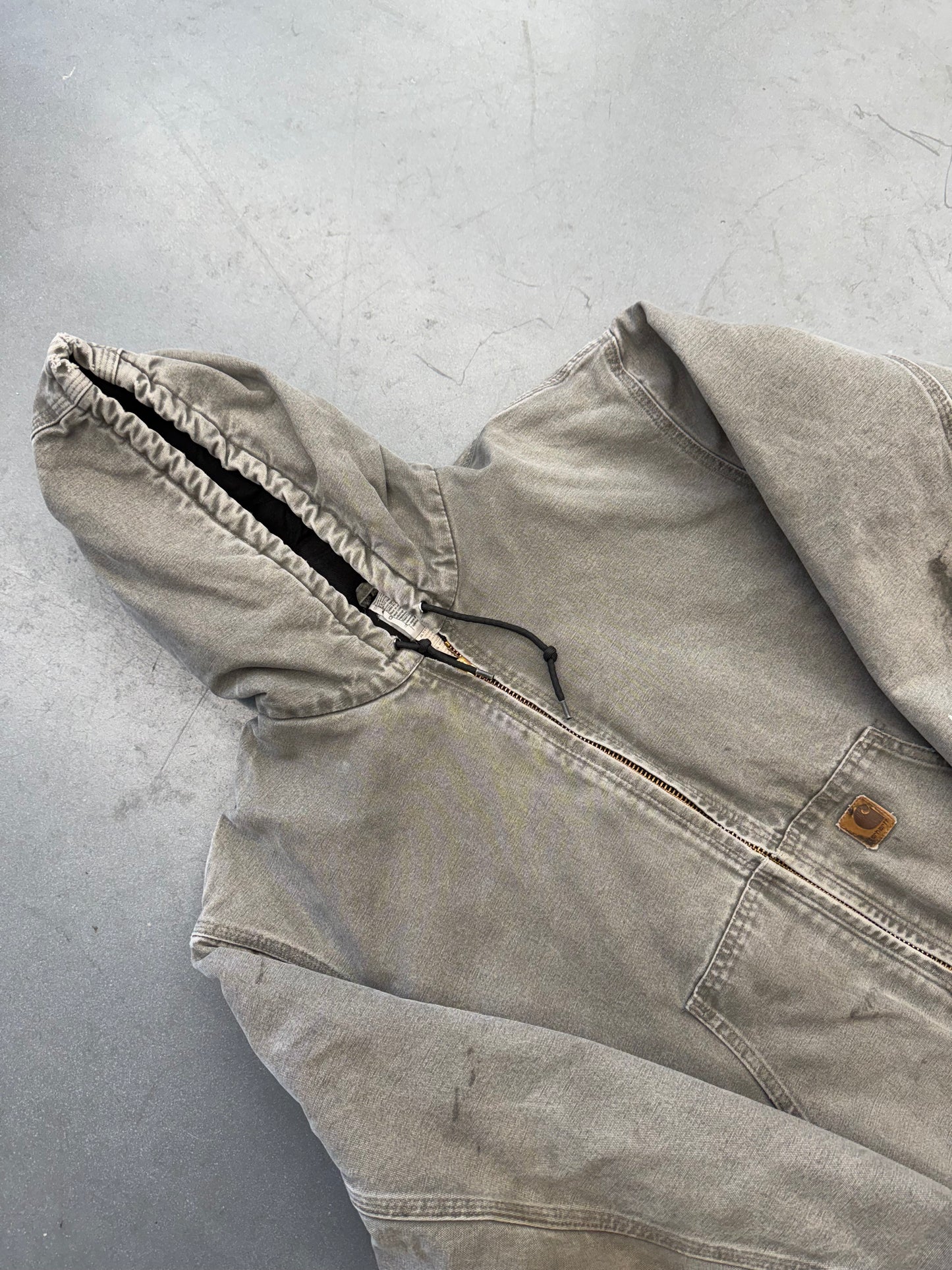 2000'S CARHARTT INSULATED CANVAS HOODIE (BROKEN ZIPPER) - GRAY (J142SAG XL)