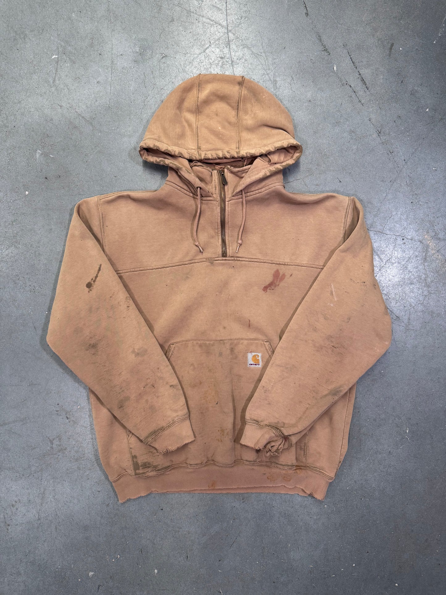90'S CARHARTT QUARTER-ZIP HOODIE - TAN (L)