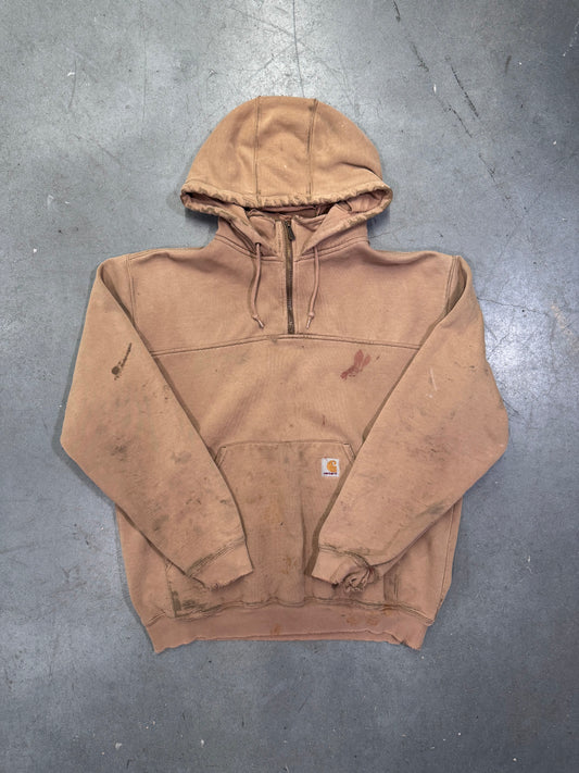90'S CARHARTT QUARTER-ZIP HOODIE - TAN (L)