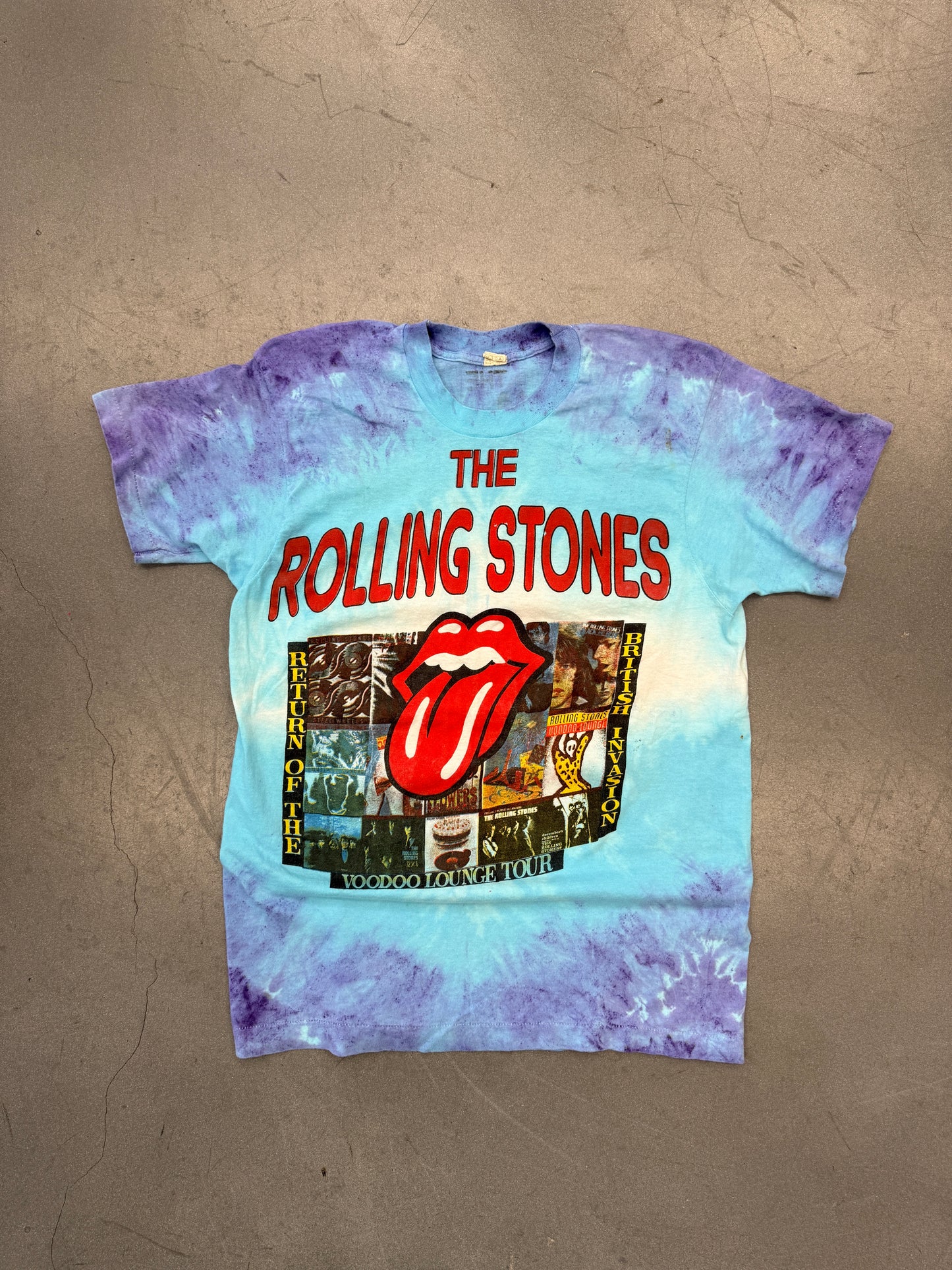 90'S THE ROLLING STONES VOODOO LOUNGE PARKING LOT BOOTLEG TIE DYE TEE (SCREEN STARS TAG)