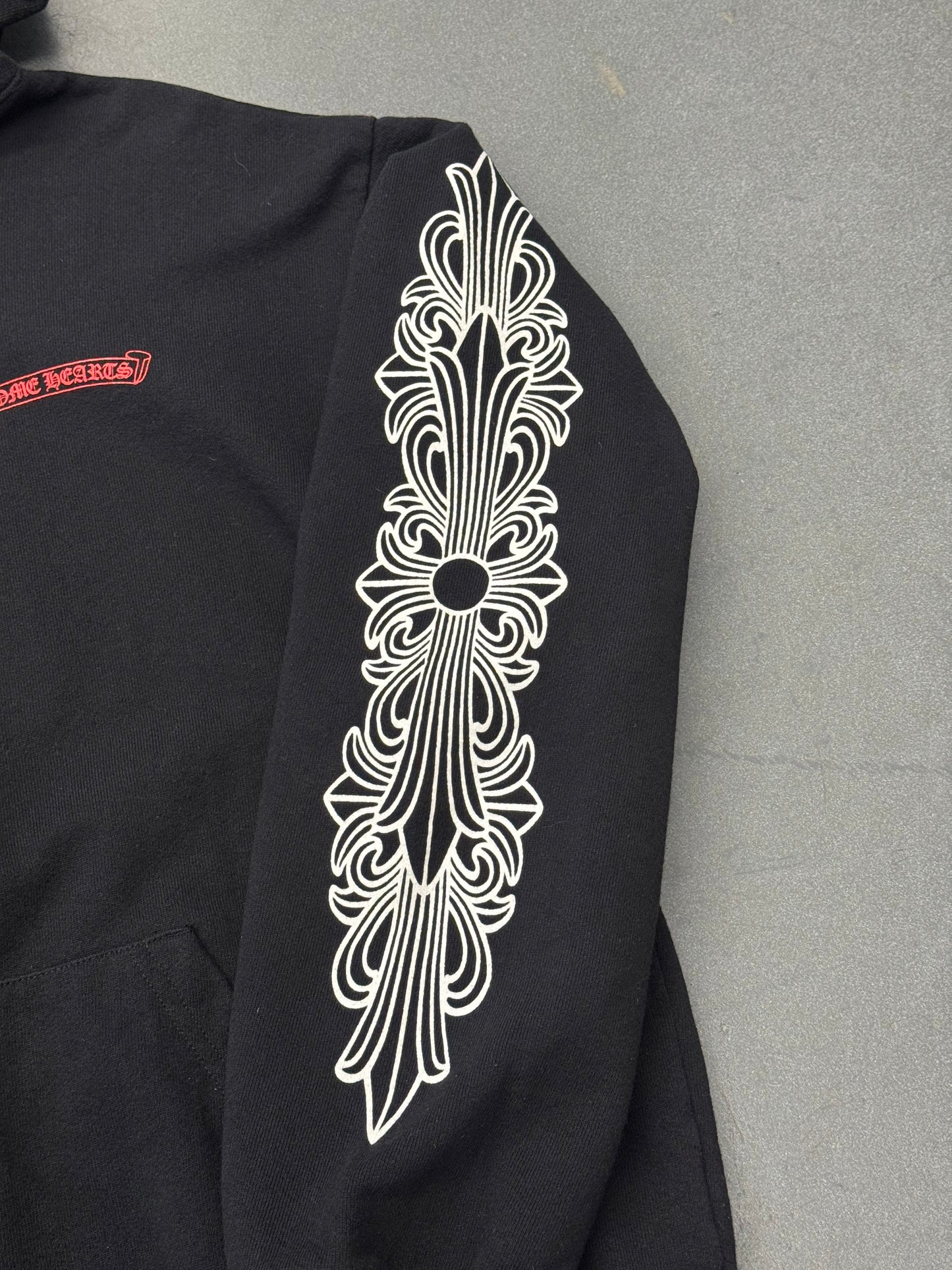 CHROME HEARTS MATTY BOY FLORAL CHOMPER PULLOVER HOODIE - BLACK