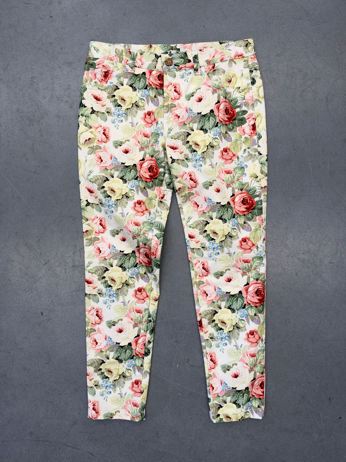 2013 MIU MIU FLORAL PRINT DENIM PANTS