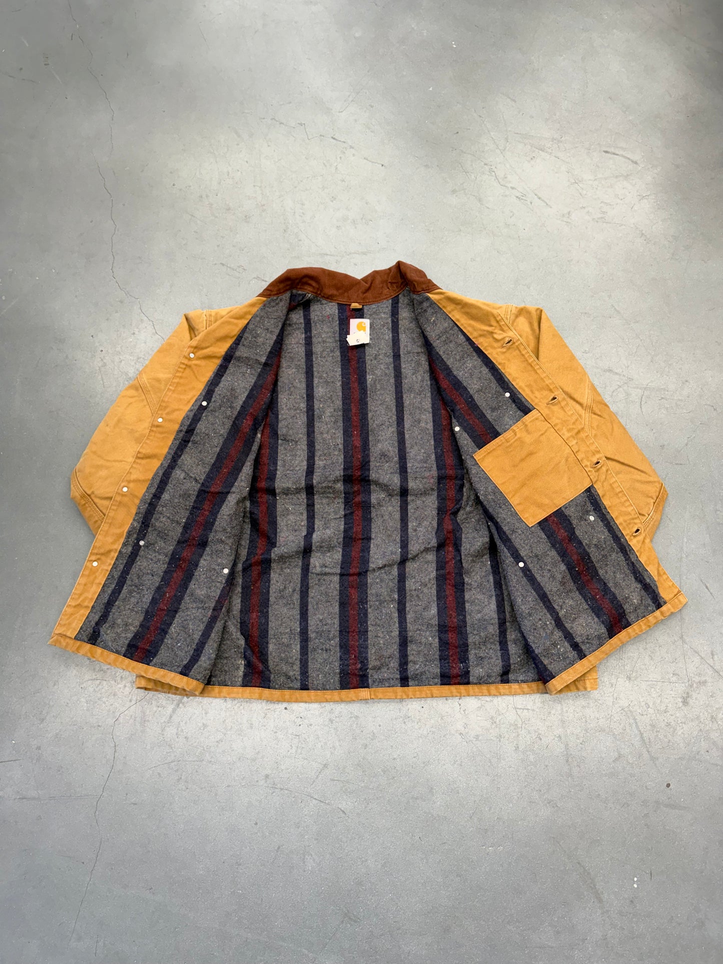 90S CARHARTT CORDUROY COLLAR PROPERTY OF DAIMER CHRYSLER WOOL LINED JACKET (C01BRN) (REGULAR FIT)(58)