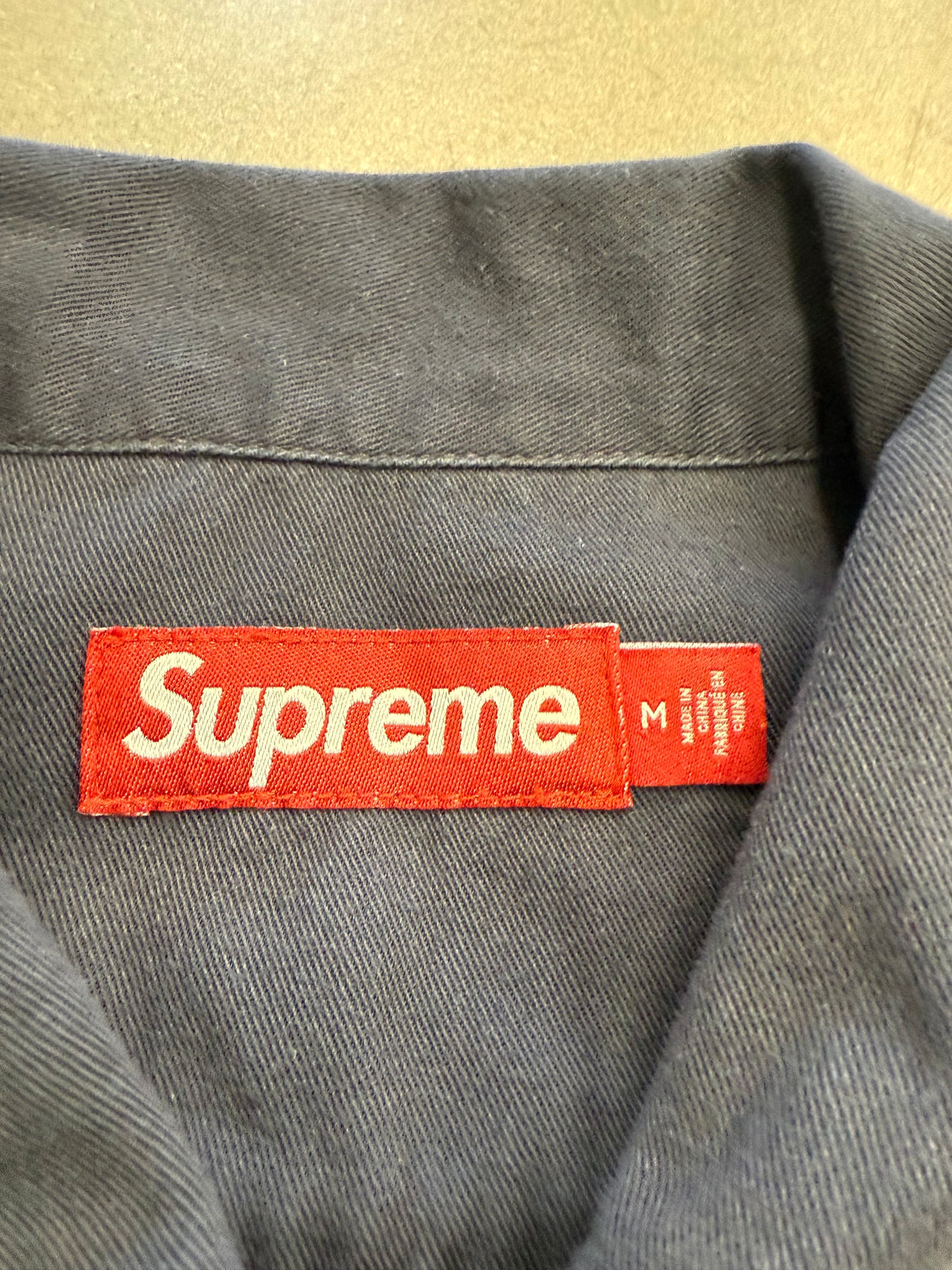 SS19 SUPREME REFLECTIVE STRIPE S/S WORK SHIRT - NAVY