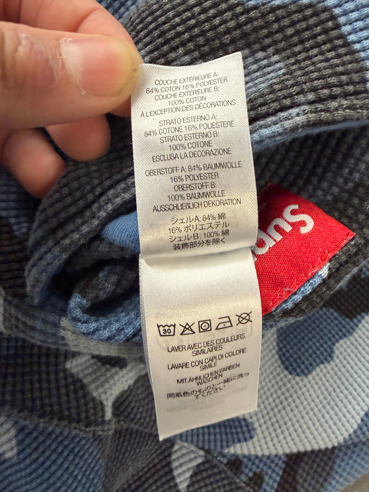 FW25 SUPREME REVERSIBLE WORK ZIP UP HOODED SWEATSHIRT - NAVY