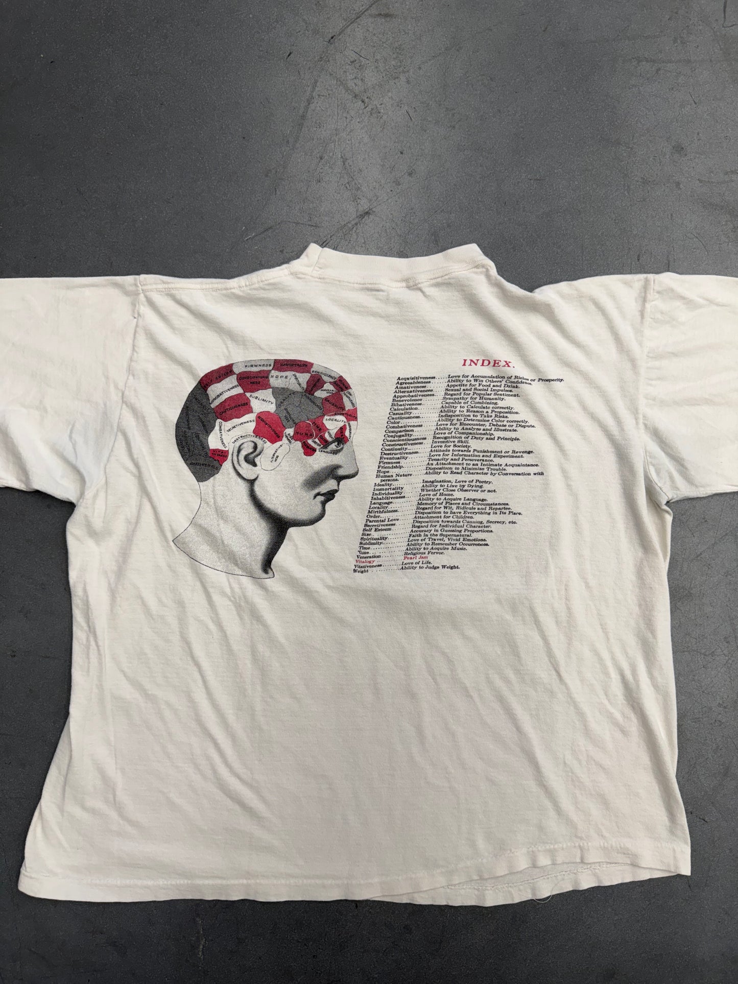 1995 PEARL JAM VITALOGY INDEX TEE (SHORT HILLS TAG)