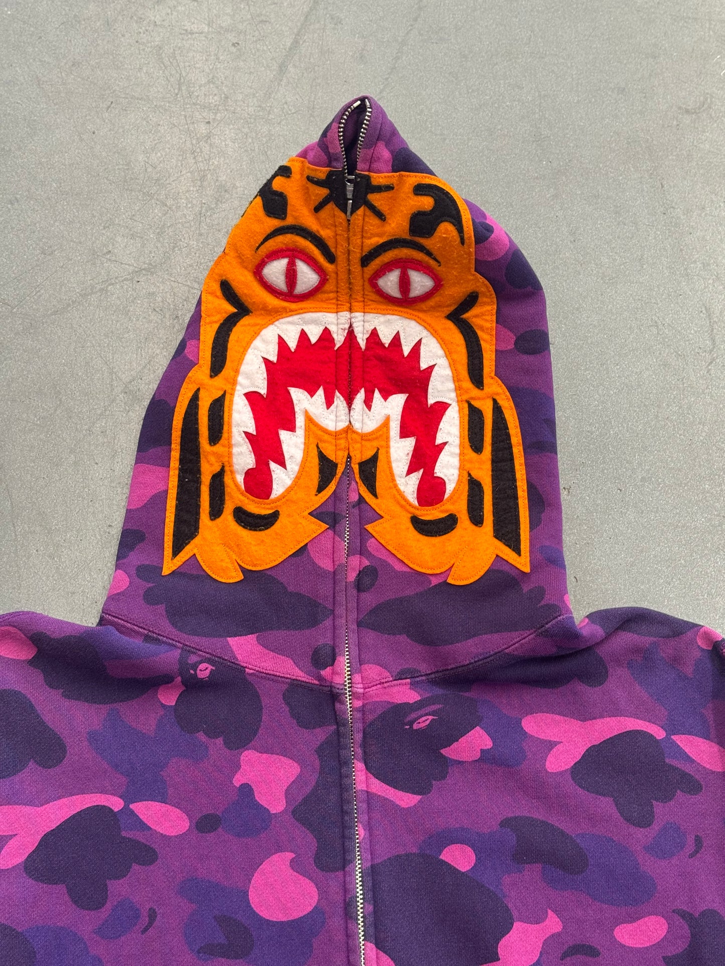 FW18 BAPE A BATHING APE COLOR CAMO TIGER FULL ZIP HOODIE - PURPLE