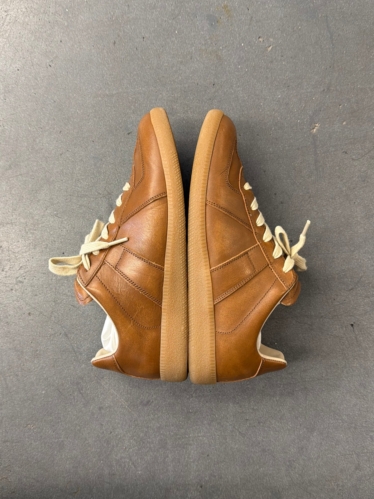 MAISON MARGIELA REPLICA LEATHER SNEAKERS - SAFARI SHADE