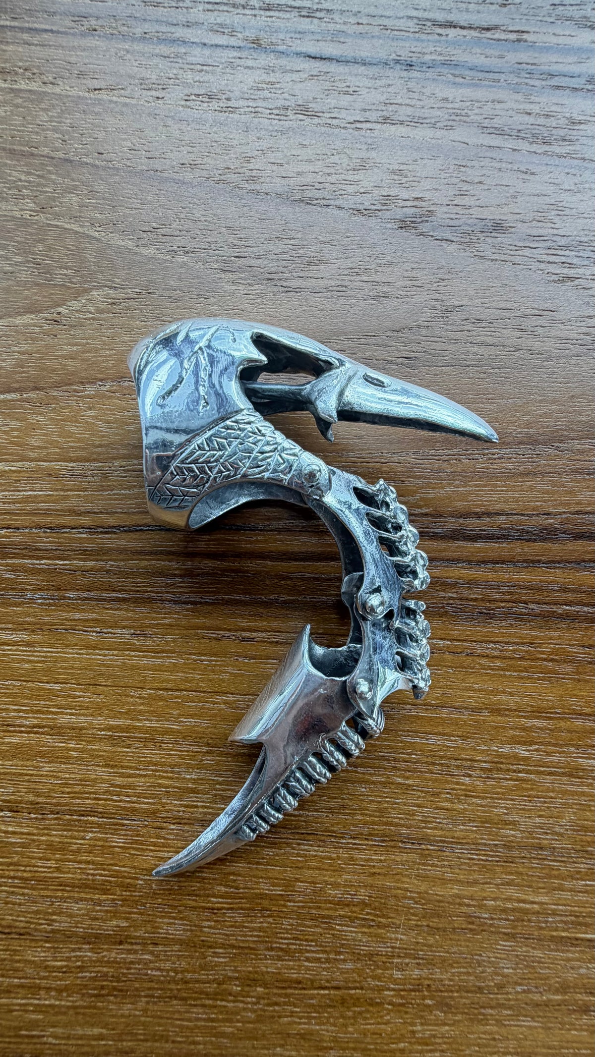 RAVEN CROW SKELETON FULL FINGER SILVER RING