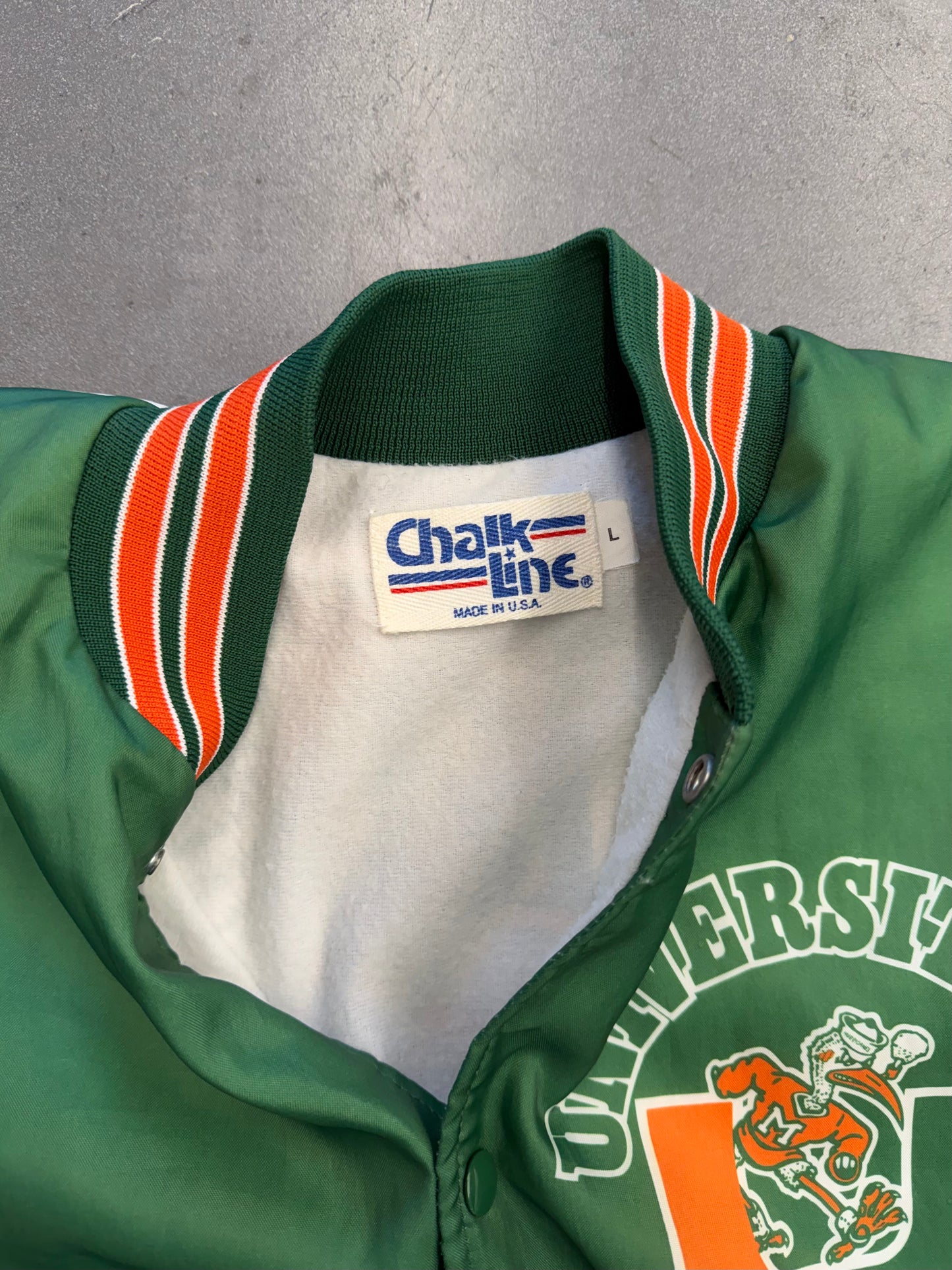 90S UNIVERSITY OF MIAMI HURRICANES FANIMATION CHALK LINE JACKET