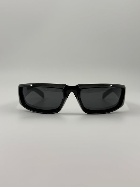 PRADA SPR 25Y WRAP SUNGLASSES - BLACK