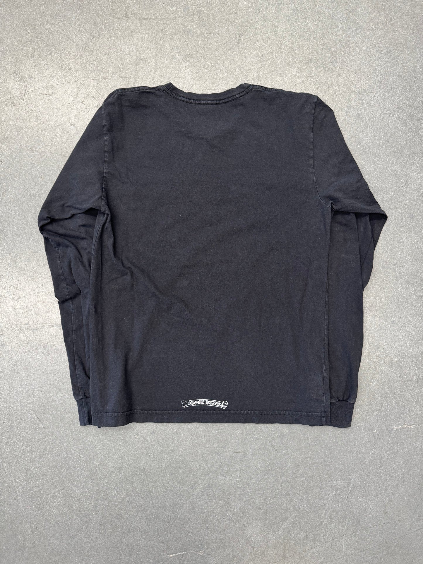CHROME HEARTS COLLAR PRINT LONG SLEEVE POCKET TEE - BLACK