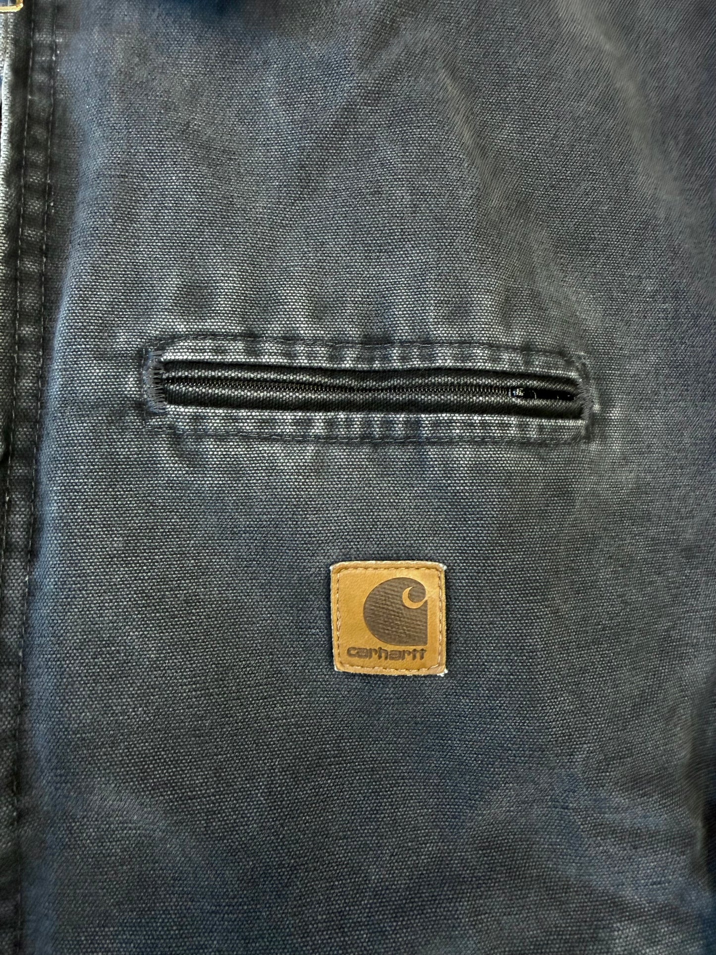 90S CARHARTT FLANNEL LINED INSULATED COLLARED CANVAS WORK JACKET