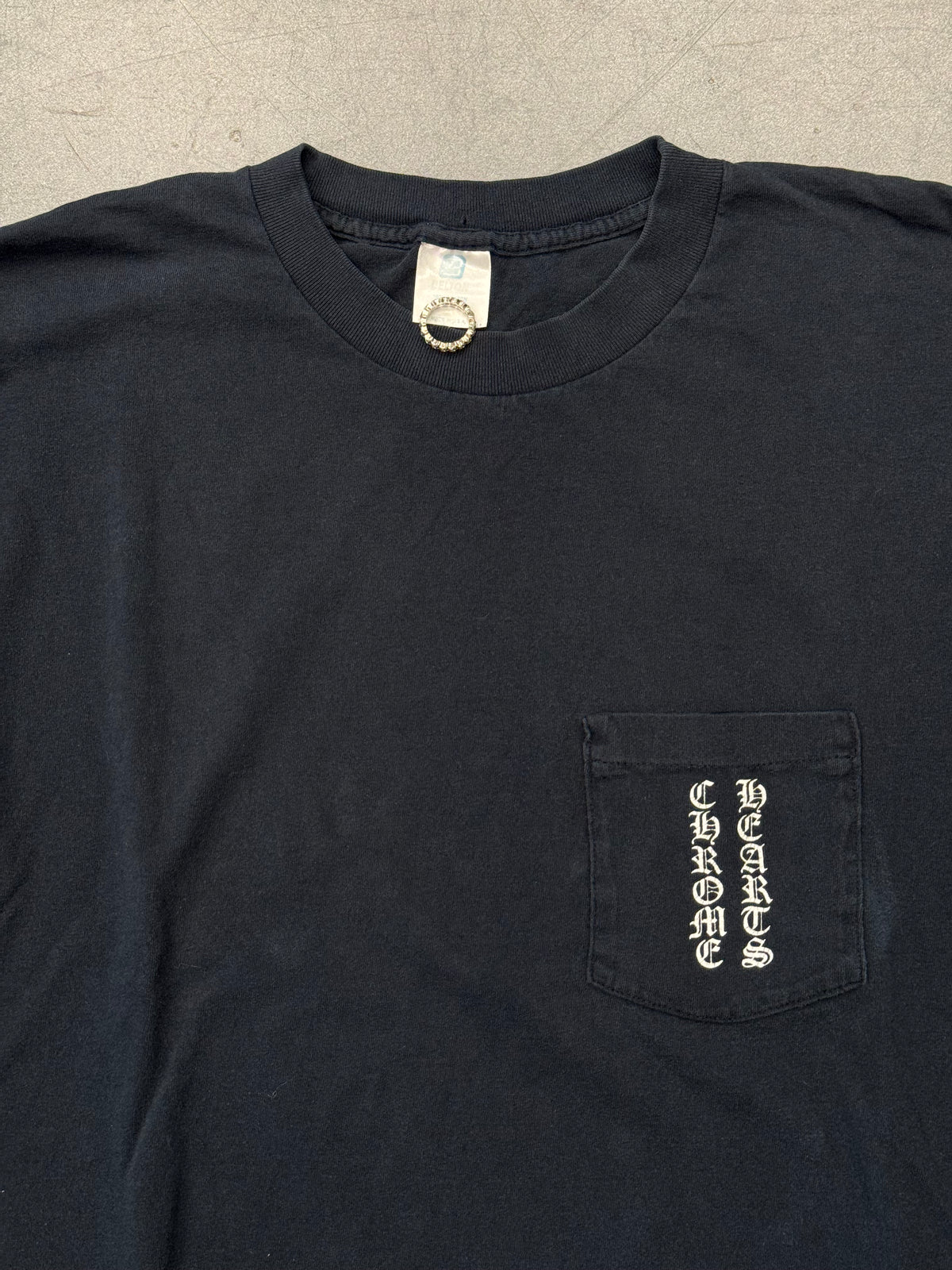 EARLY '90S CHROME HEARTS FIRST-BATCH VERTICAL LOGO LONG SLEEVE POCKET TEE (BELTON TAG)