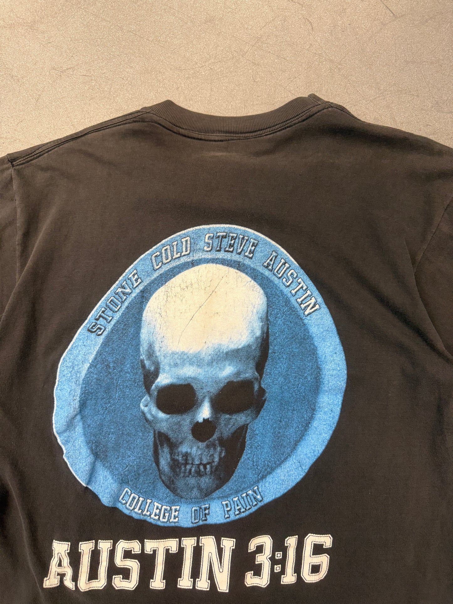 90'S STONE COLD STEVE AUSTIN 3:16 COLLEGE OF PAIN RAP STYLE TEE (PULLED TAG)