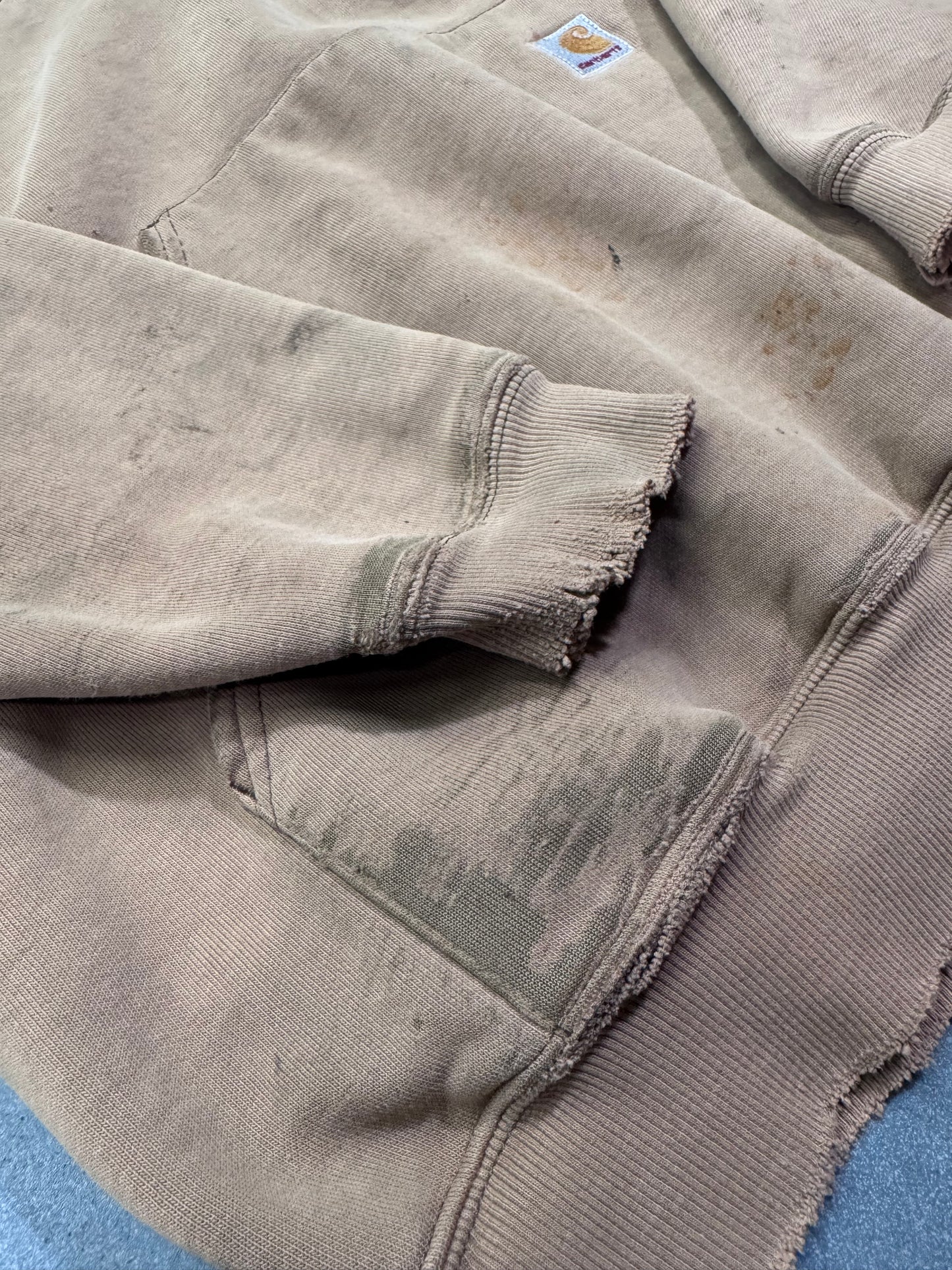 90'S CARHARTT QUARTER-ZIP HOODIE - TAN (L)