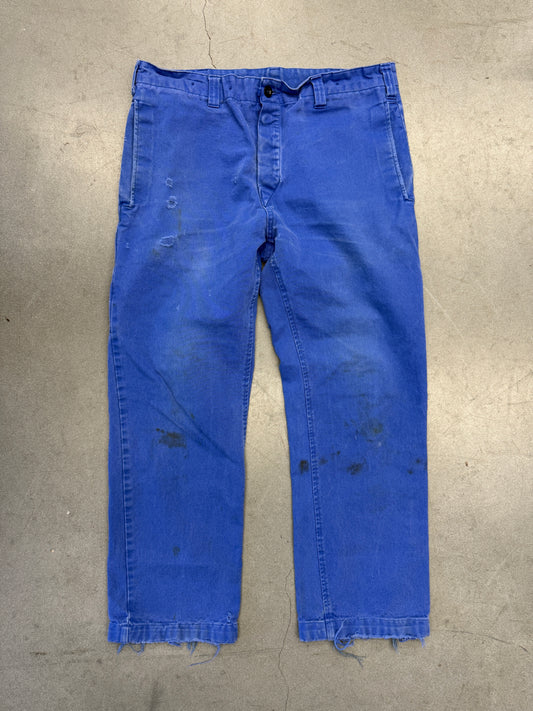 2009 ROFA GERMAN DISTRESSED WORK TROUSERS - COBALT BLUE