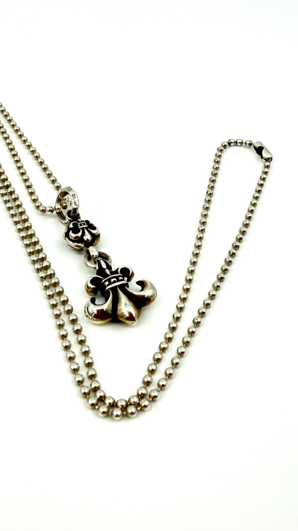 CHROME HEARTS 1 BALL BS FLEUR PENDANT + 30 INCH BALL CHAIN