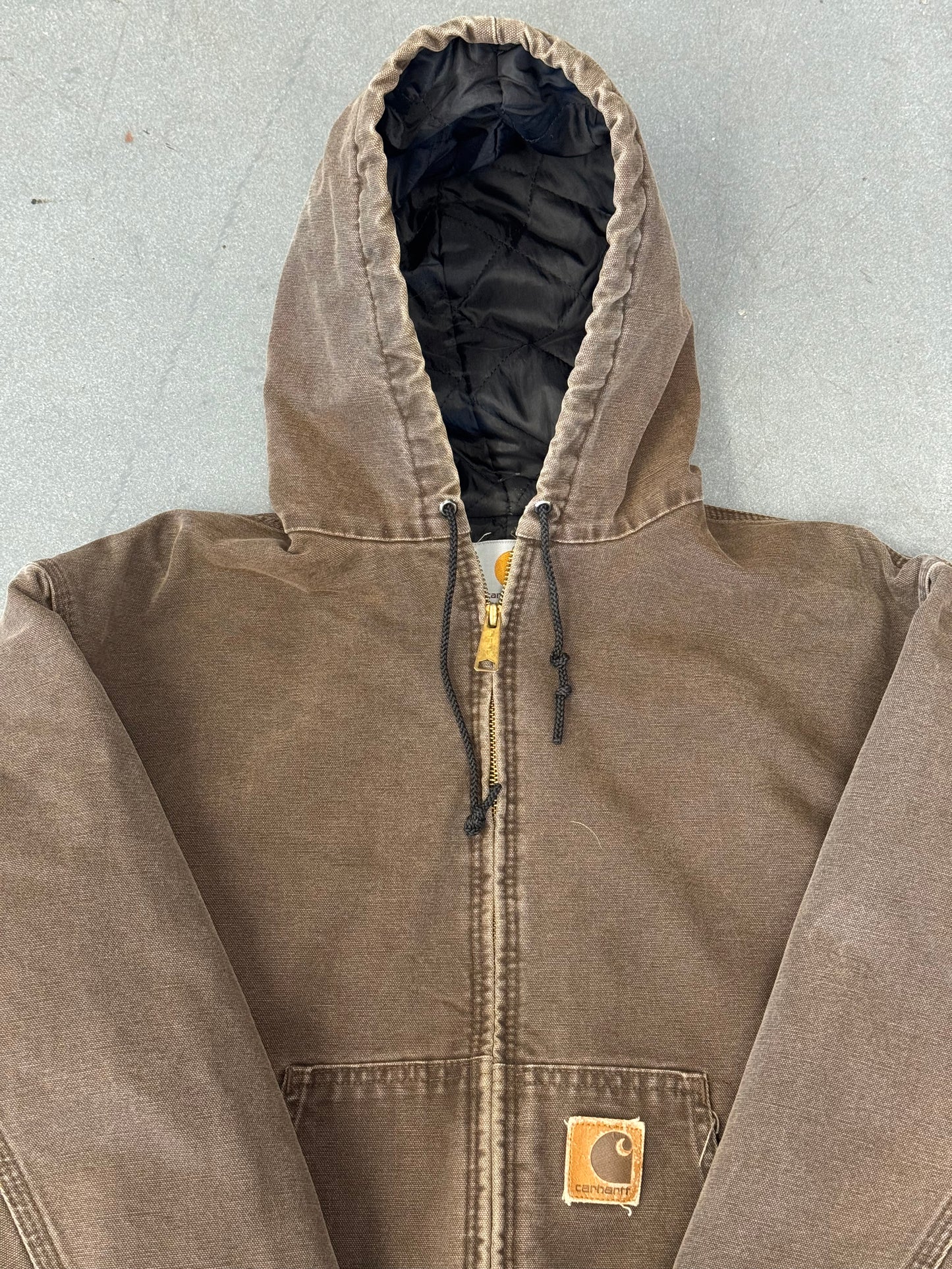 80S CARHARTT ZIP UP CANVAS HOODED JACKET - BROWN (J06CHT)