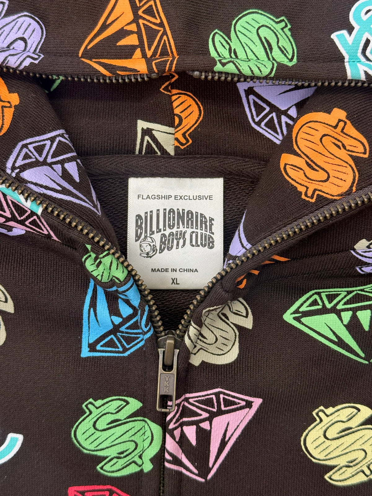BILLIONAIRE BOYS CLUB X CASANOVA VINTAGE COMPLEXCON EXCLUSIVE DIAMONDS & DOLLARS FULL ZIP HOODIE